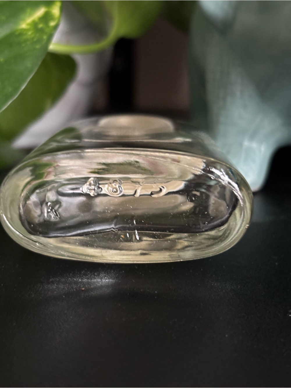 Vintage Clear Glass Bottle with White Ribbed Cap - Minimalist Clear - Picture 2 of 3